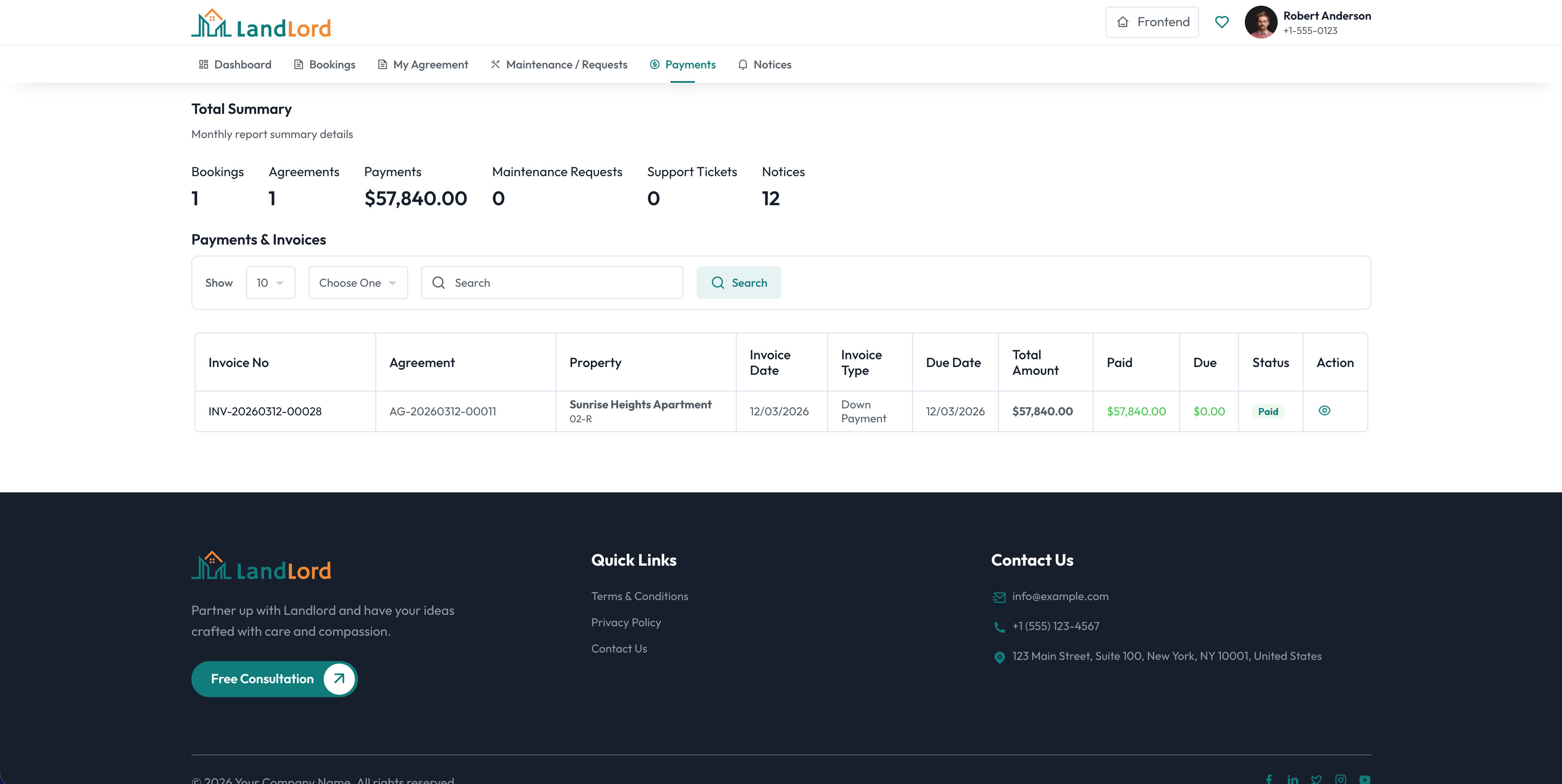 Payment & Invoices screen